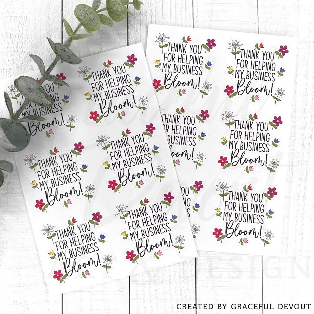 🌷Thank you for helping my business bloom!-2" (inches) (48ct.) Stickers - Picture 6 of 7